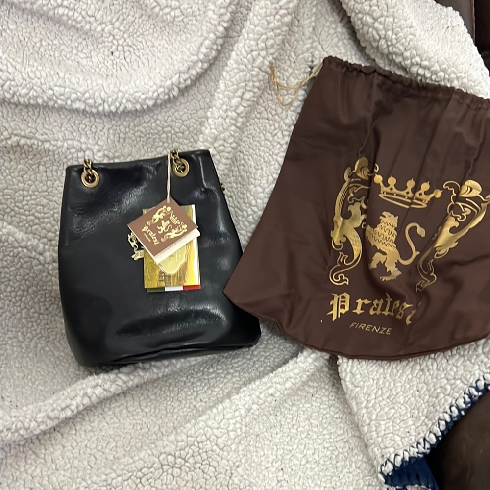 Black Mini Structured Handbag with Gold Hardware NWT comes with dust bag.
